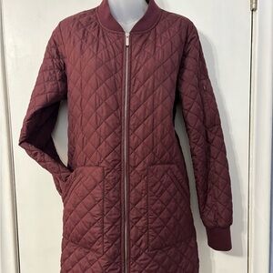 Zella Longline Quilted Jacket Burgundy Size Medium